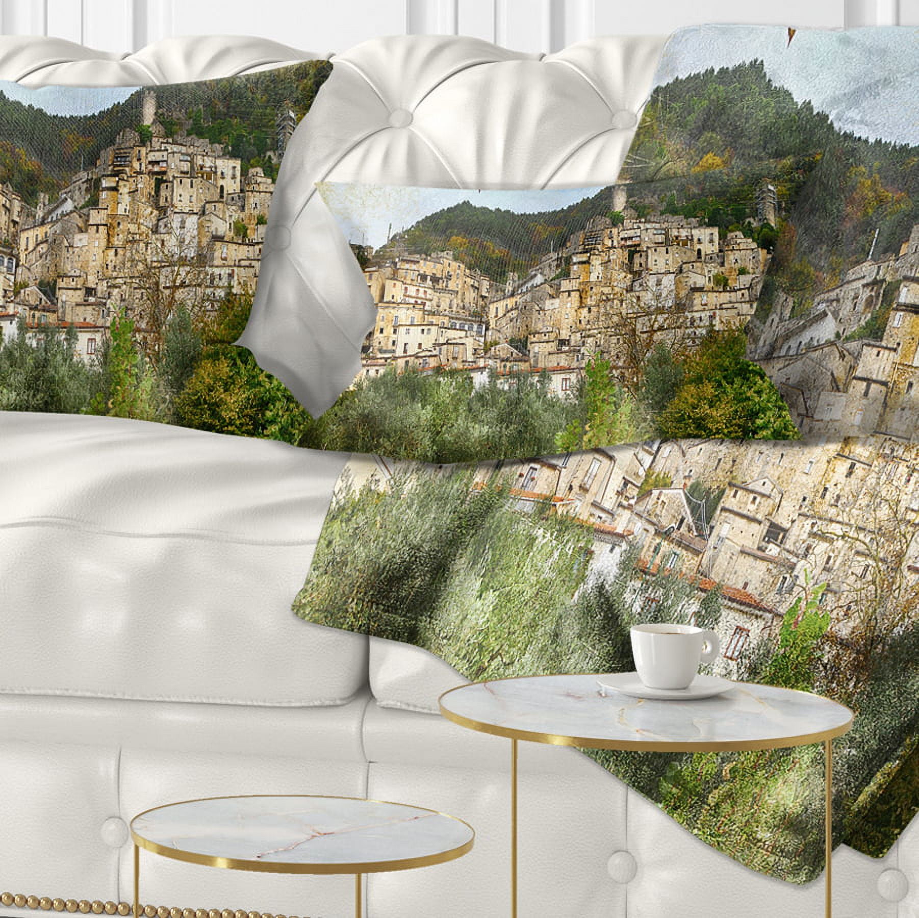 Designart Old Italian Villages - Landscape Photography Throw Pillow - 12x20