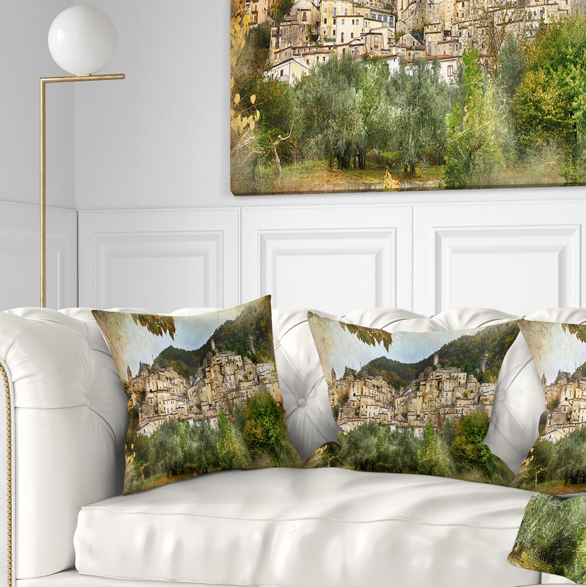Designart Old Italian Villages - Landscape Photography Throw Pillow - 18x18