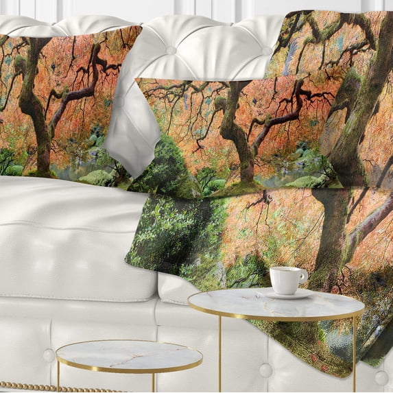 Designart Old Japanese Maple Tree - Landscape Photography Throw Pillow - 12x20