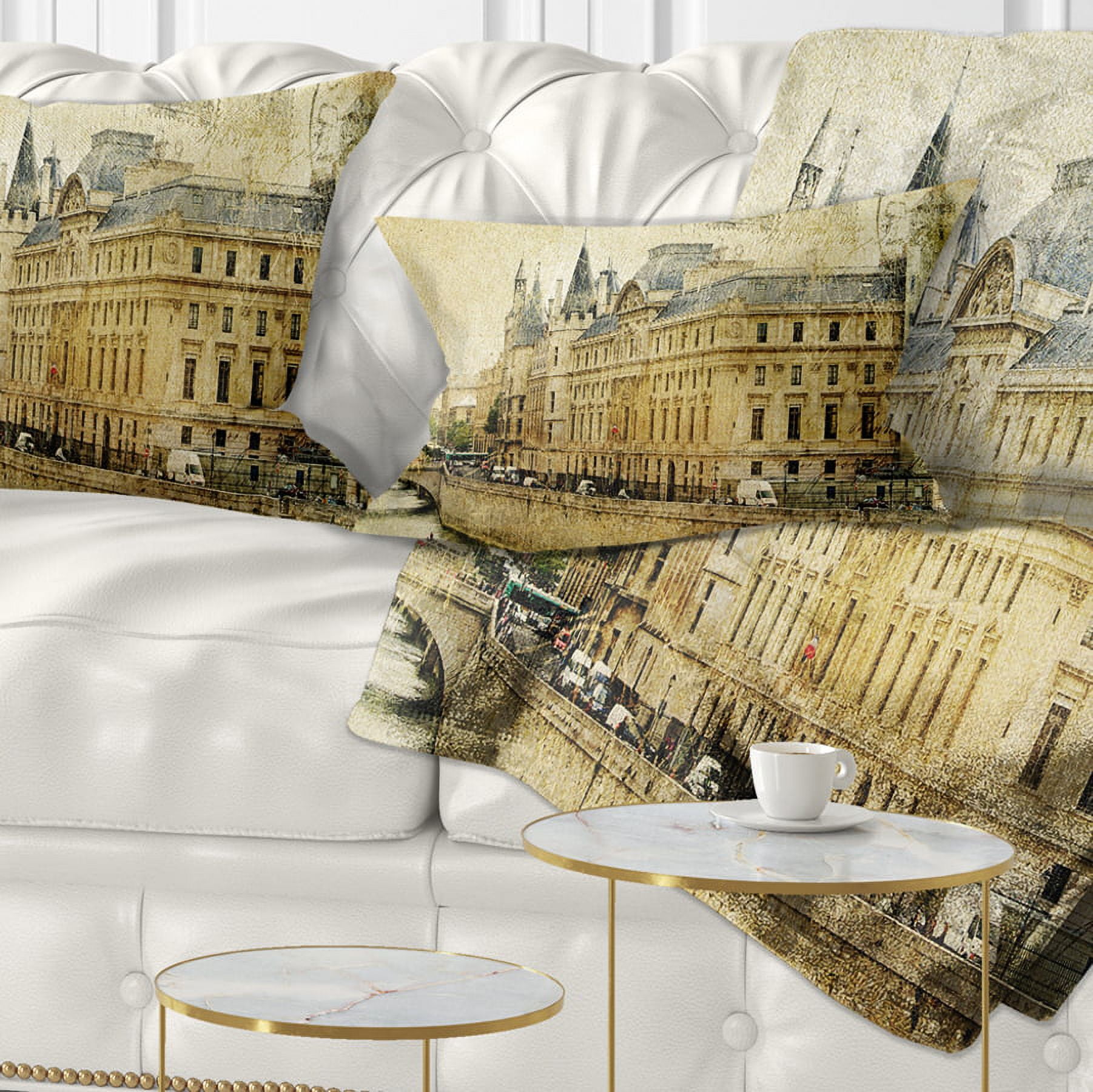 Designart Old Parisian Cards - Abstract Throw Pillow - 12x20