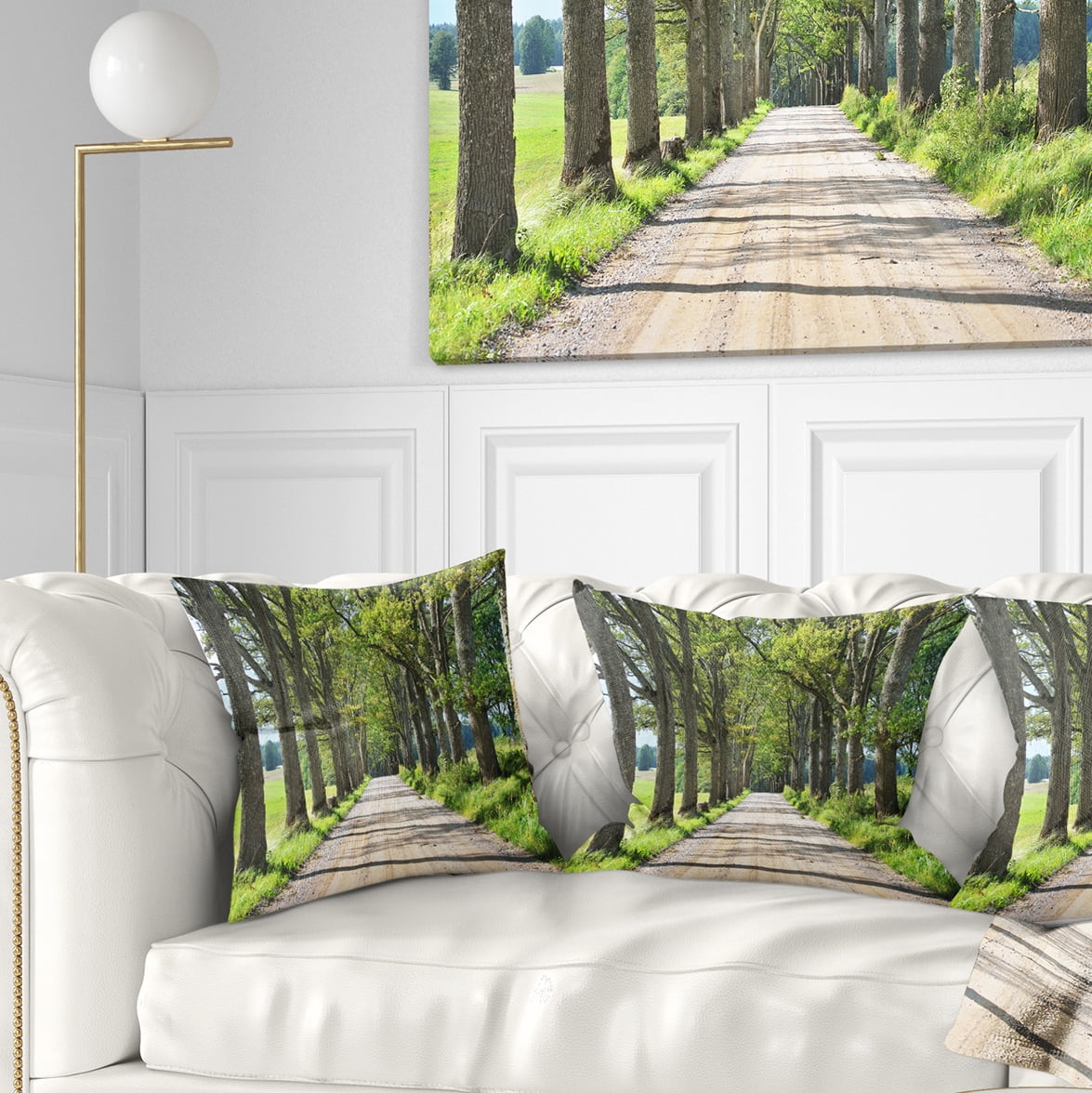 Designart Old Road through Alley - Landscape Photography Throw Pillow - 18x18