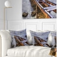 thumbnail image 1 of Designart Old Rusty Pier in Cloudy Day - Seashore Photo Throw Pillow - 18x18, 1 of 5