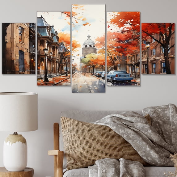 Designart "Old Street Boston Views Historical Charm" Cityscapes Metal Wall Decor Set