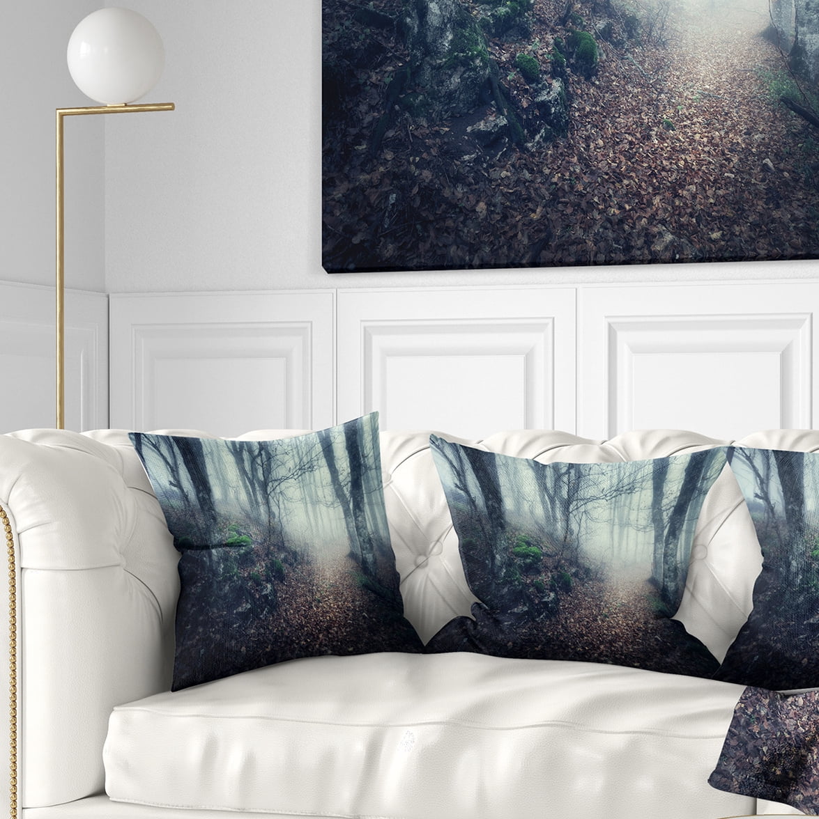 Designart Old Style Path in Forest - Landscape Photography Throw Pillow - 16x16