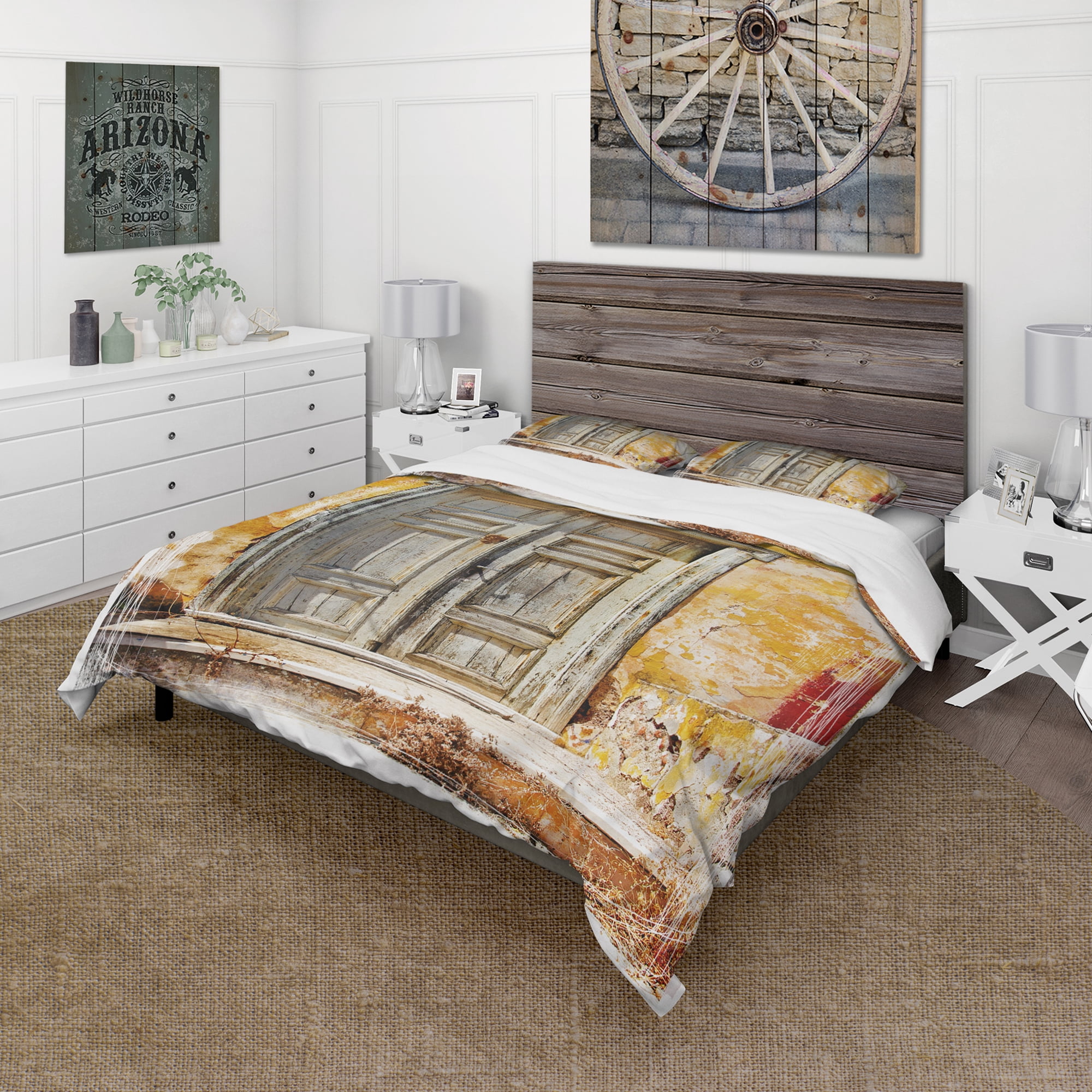 Designart 'Old Traditional Greek Doors' Vintage Duvet Cover Set
