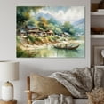 thumbnail image 1 of Designart "Old Village With The River And Mountains III" Landscape Mountains River Wall Art For Bathroom, 1 of 5