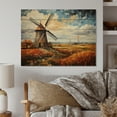 thumbnail image 1 of Designart "Old Windmill Countryside painting IV" Countryside Print on Natural Pine Wood, 1 of 5