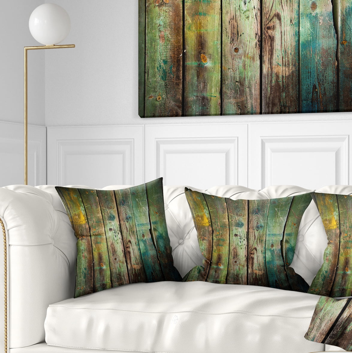 Designart Old Wood Pattern - Contemporary Throw Pillow - 16x16