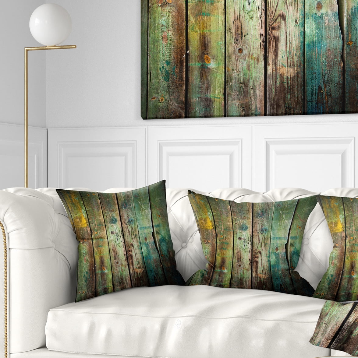 Designart Old Wood Pattern - Contemporary Throw Pillow - 18x18