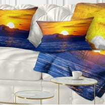 Designart Old Wooden Pavilion in Sea - Seascape Throw Pillow - 12x20