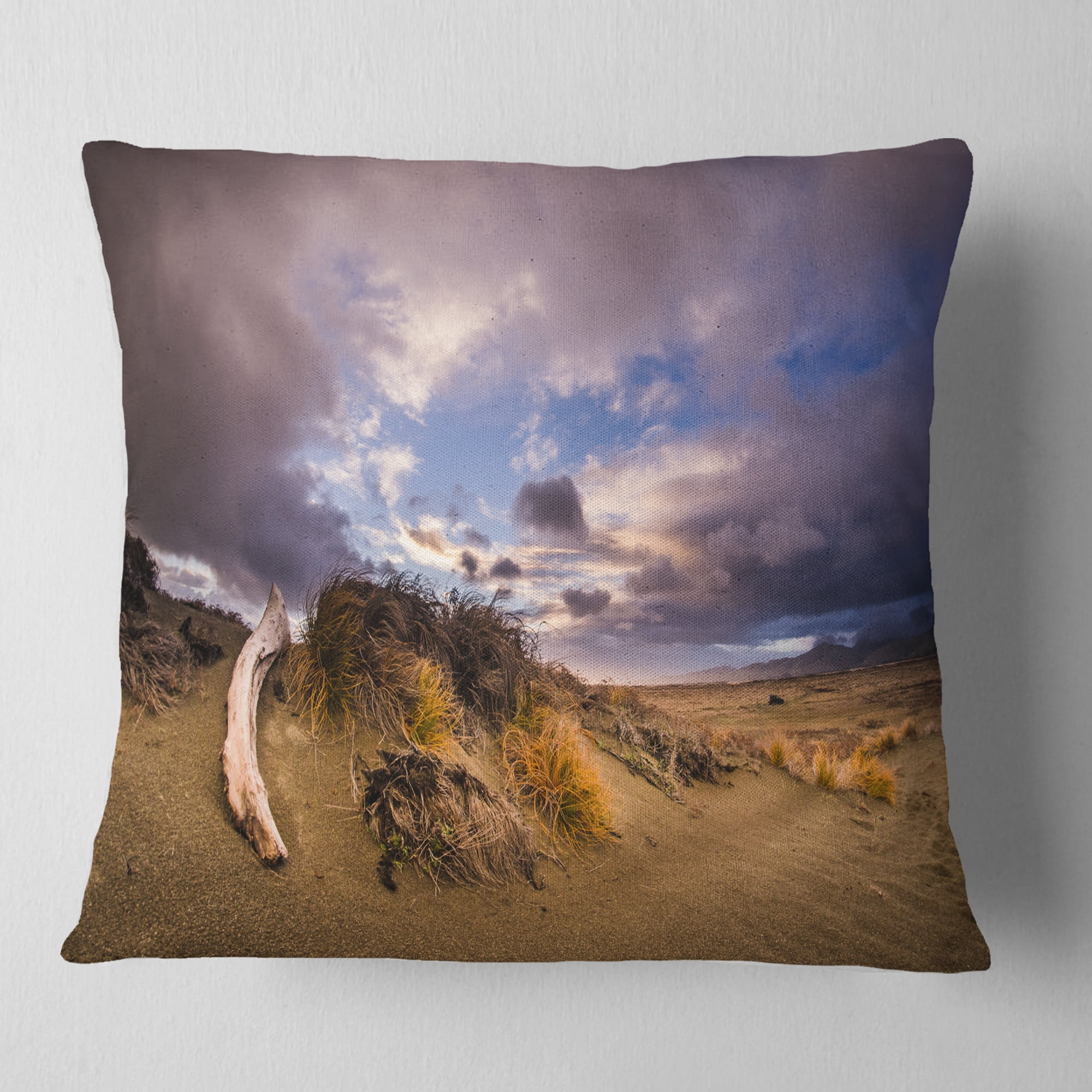 Designart Old Wooden Trunk in the Sunset - Modern Seascape Throw Pillow - 16x16