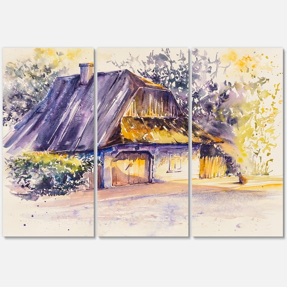 Designart ' Old Wooden White House In Country Side Village During Afternoon Glow ' Traditional Canvas Wall Art Print