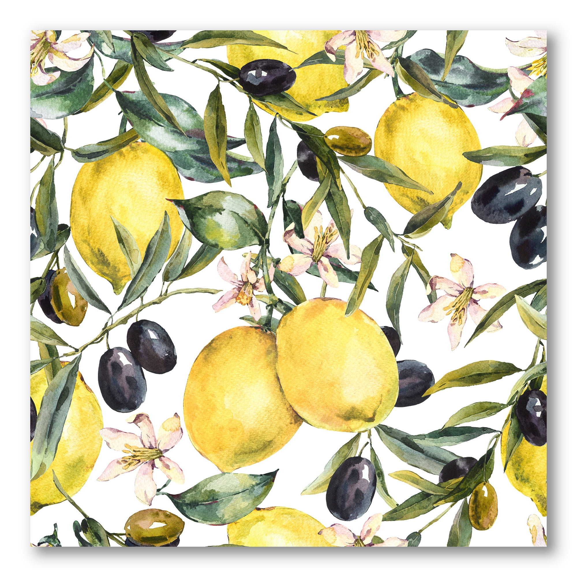 Designart ' Olive and Lemon Branches I ' Tropical Canvas Wall Art Print