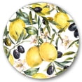 thumbnail image 1 of Designart 'Olive and Lemon Branches I' Tropical Circle Metal Wall Art 11x11 - Disc of 11, 1 of 5