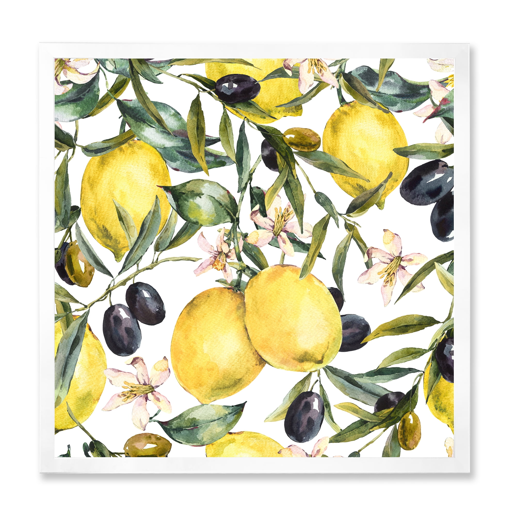 Designart 'Olive and Lemon Branches I' Tropical Framed Art Print