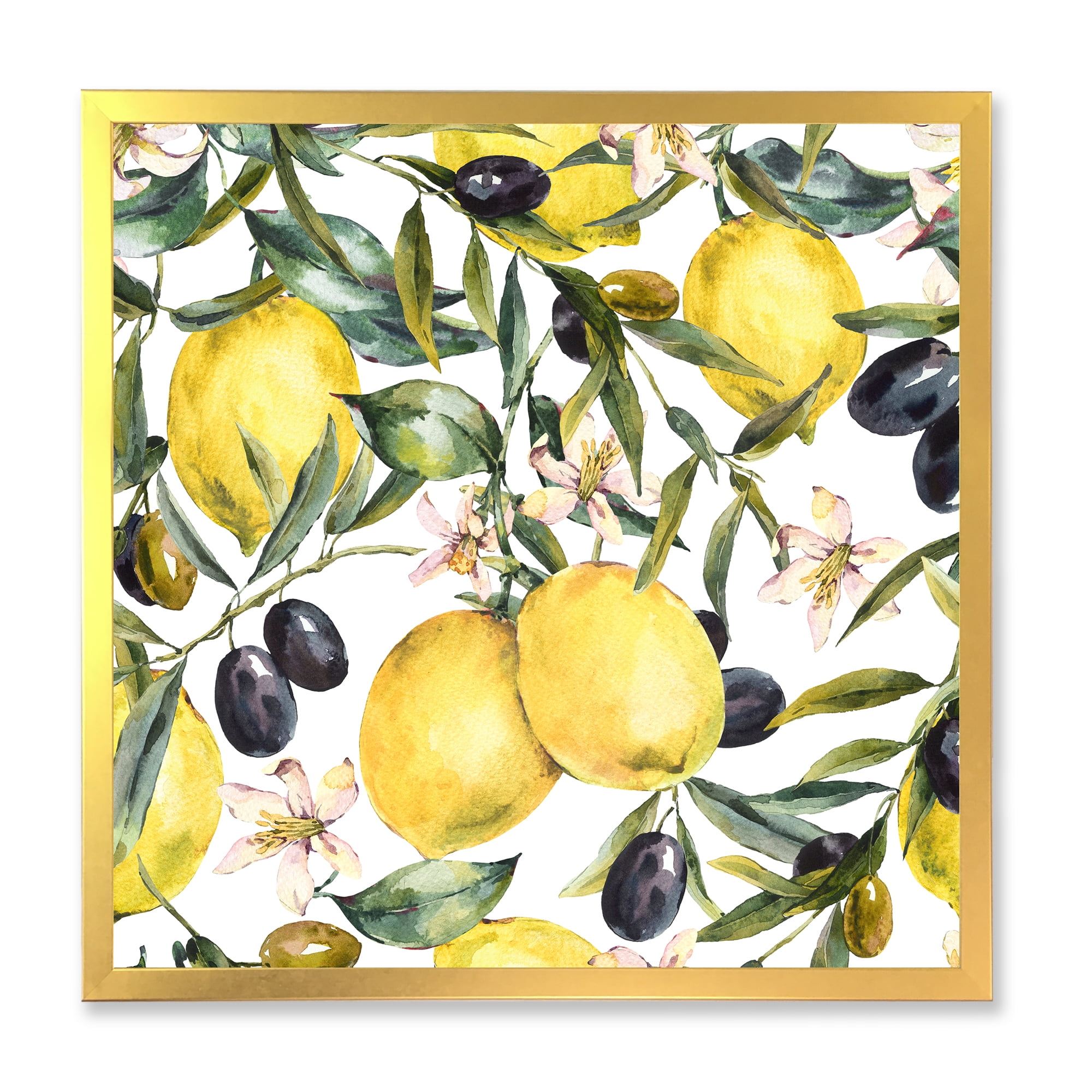 Designart 'Olive and Lemon Branches I' Tropical Framed Art Print