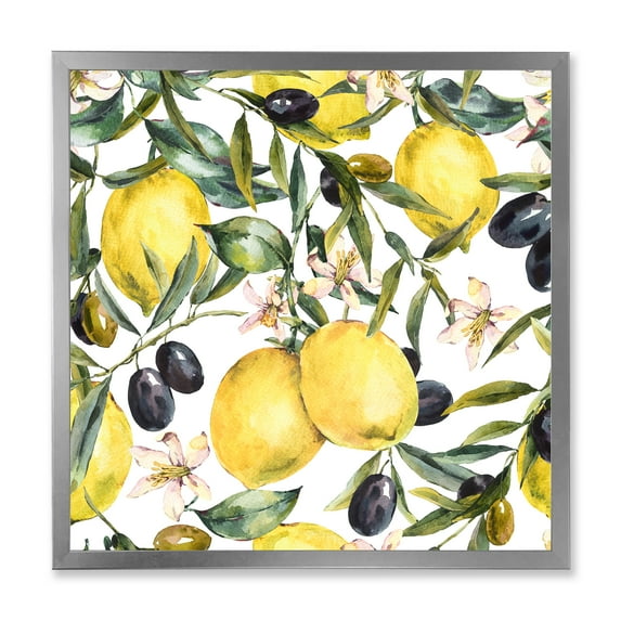 Designart 'Olive and Lemon Branches I' Tropical Framed Art Print