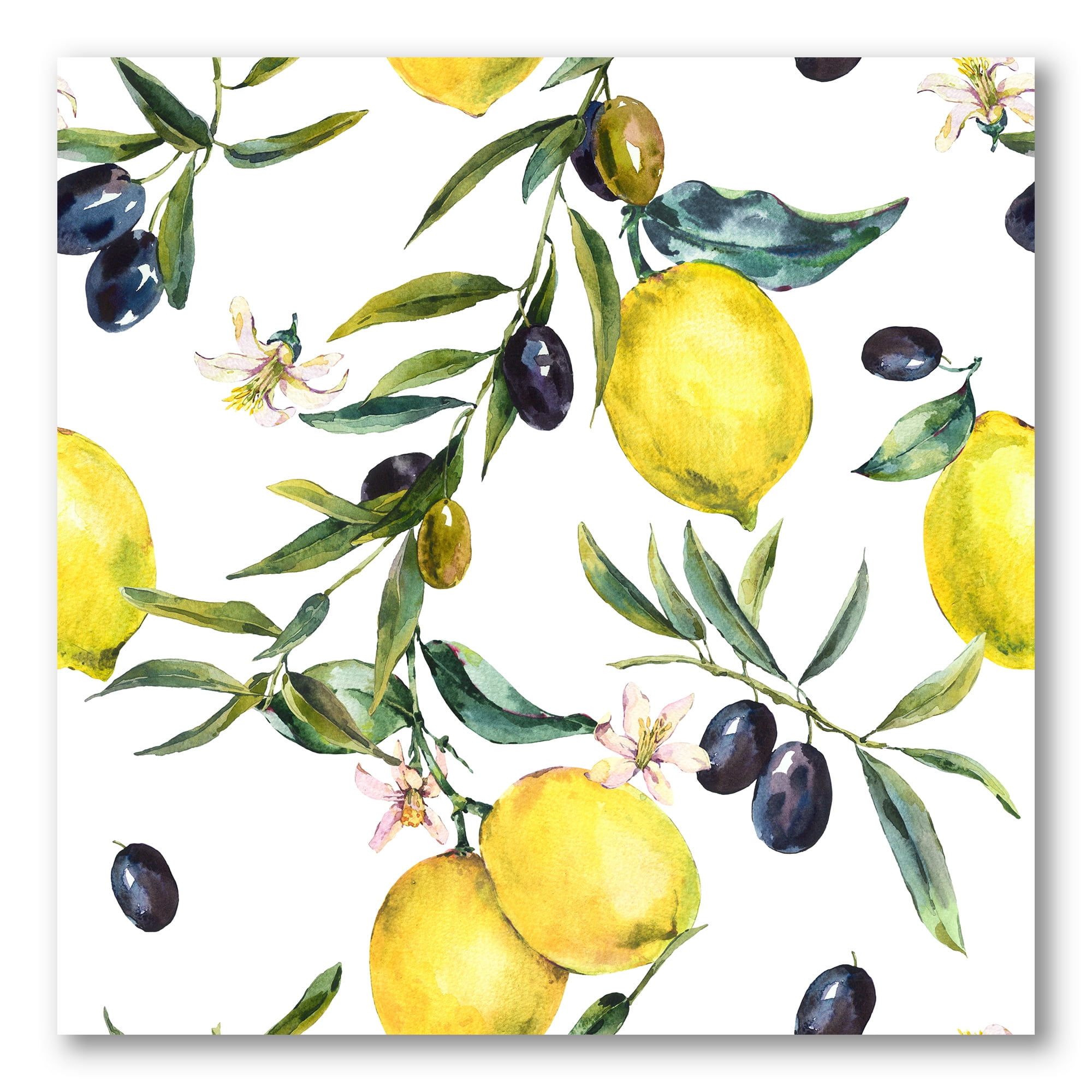 Designart ' Olive and Lemon Branches II ' Tropical Canvas Wall Art Print