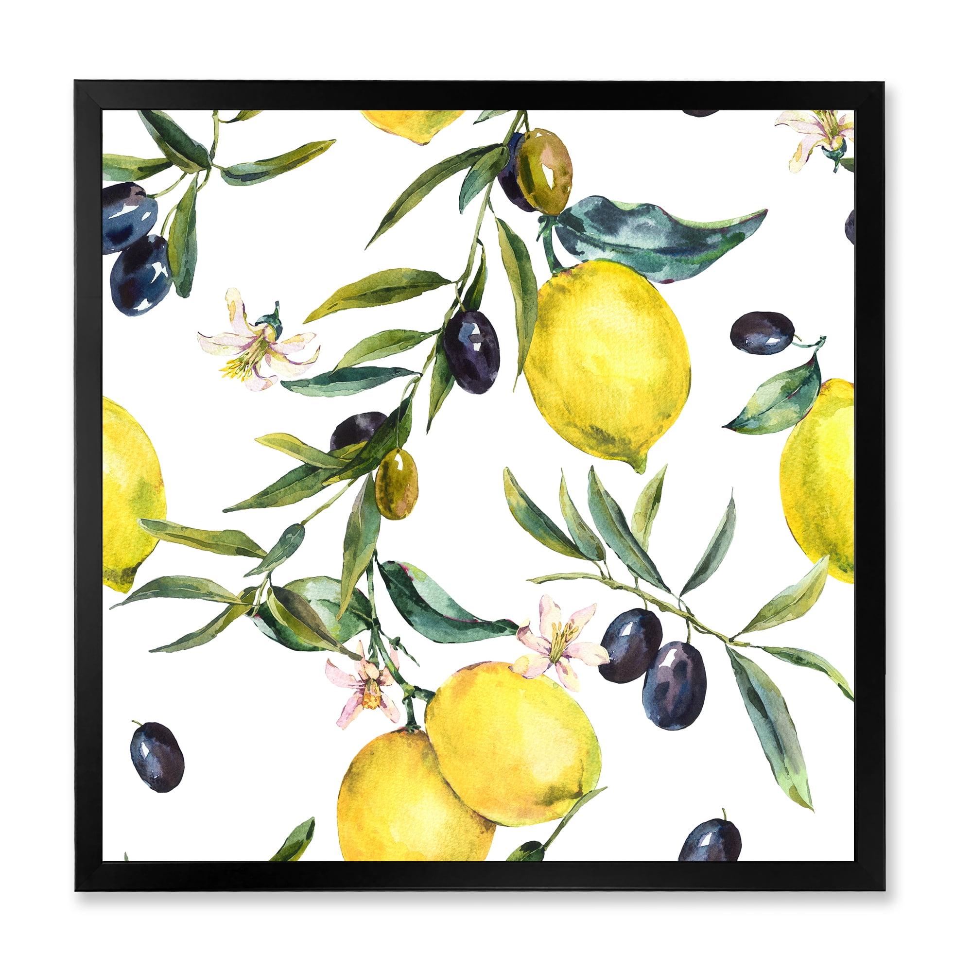 Designart 'Olive and Lemon Branches II' Tropical Framed Art Print