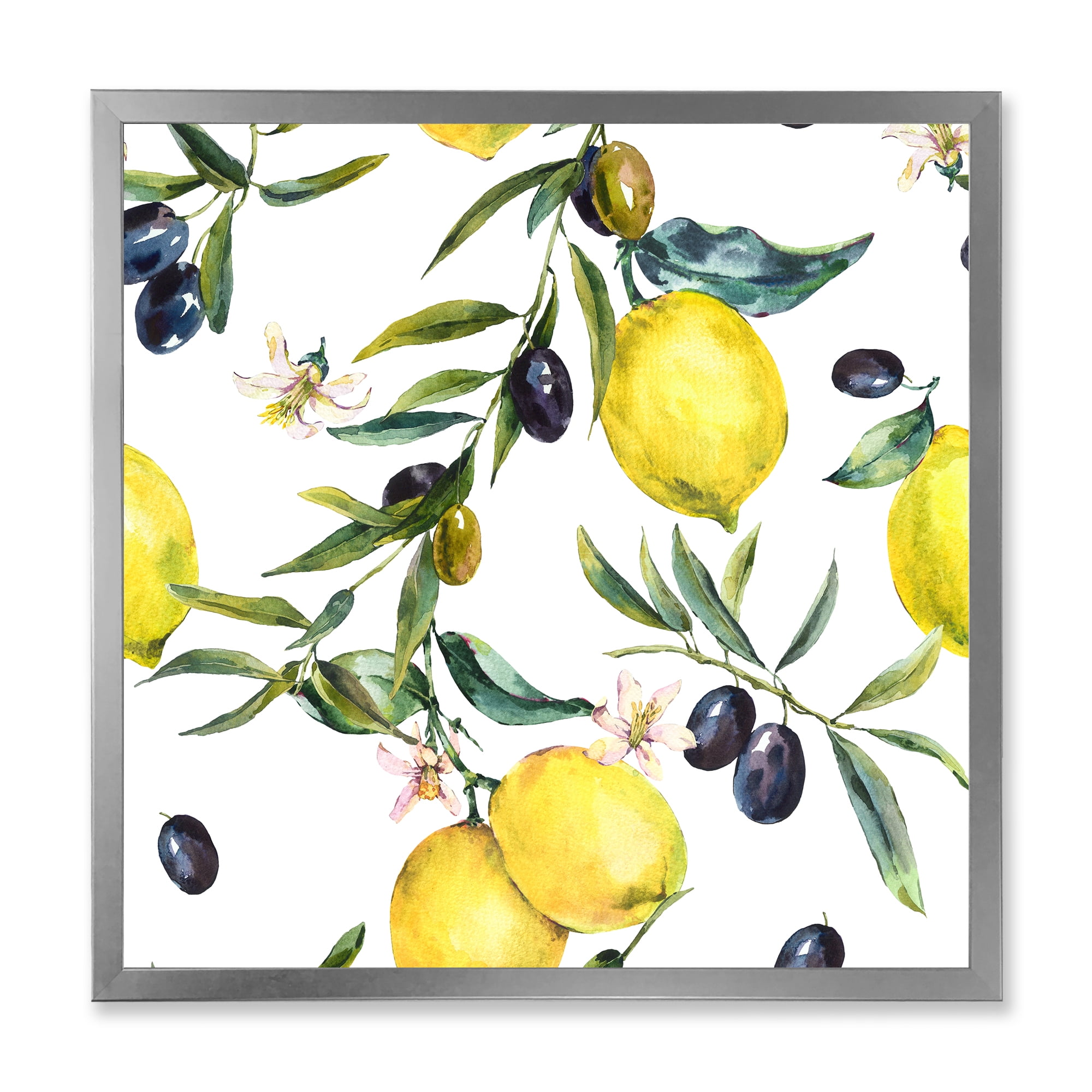 Designart 'Olive and Lemon Branches II' Tropical Framed Art Print