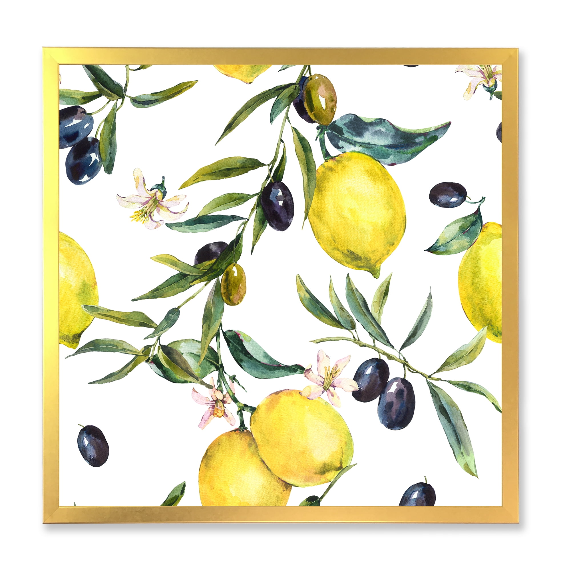 Designart 'Olive and Lemon Branches II' Tropical Framed Art Print