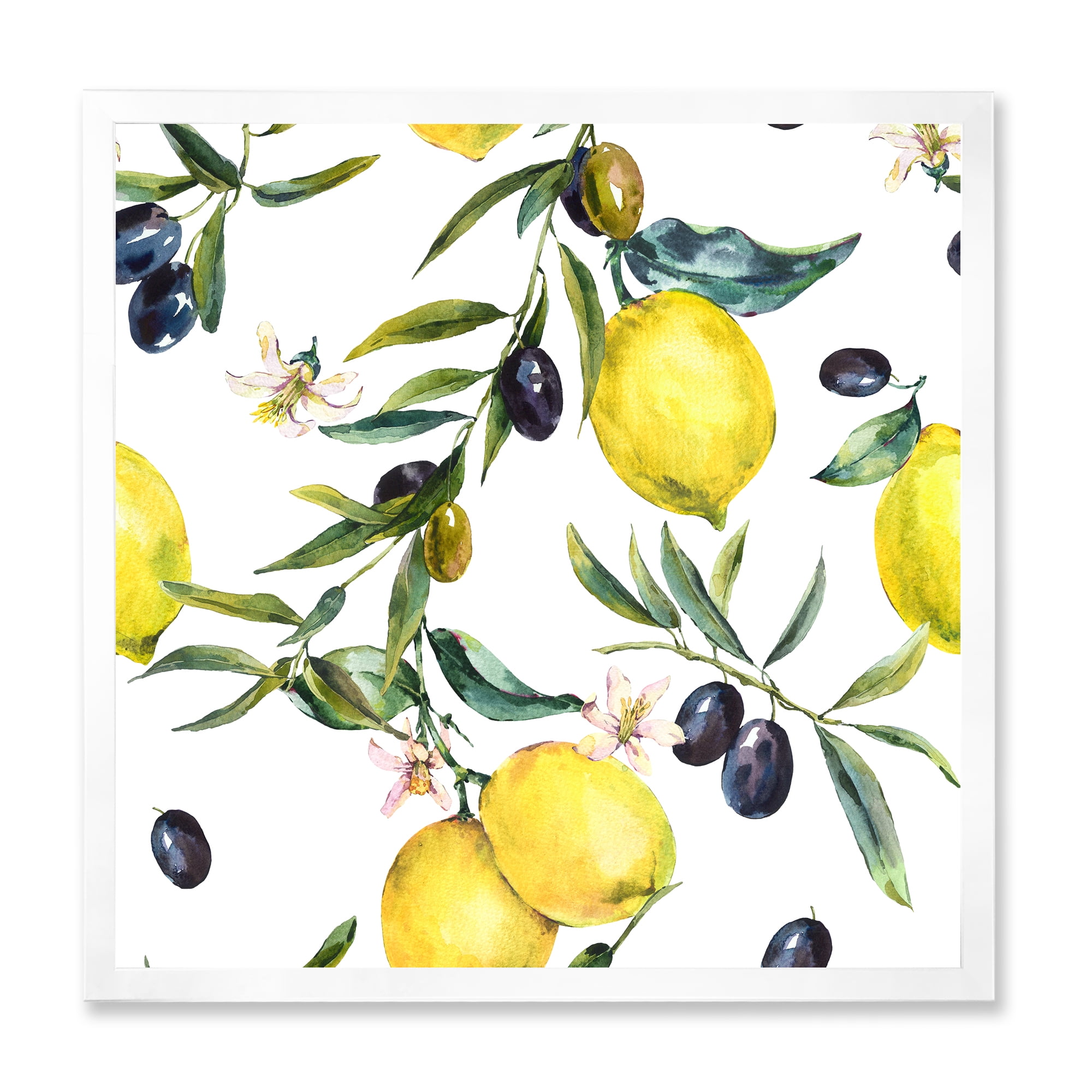 Designart 'Olive and Lemon Branches II' Tropical Framed Art Print