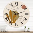 thumbnail image 1 of Designart 'One Line Art Portrait Of Woman In Terracotta Tones' Modern Wall Clock, 1 of 5