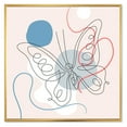 thumbnail image 1 of Designart 'One Line Butterfly Drawing On Cubism Shapes III' Modern Framed Canvas Wall Art Print, 1 of 5