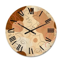 Designart 'One Line Drawing Of Beautiful Girl' Modern Wood Wall Clock