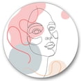 thumbnail image 1 of Designart 'One Line Drawing of Young Girl In Pastel Tones' Modern Circle Metal Wall Art 36x36 - Disc of 36, 1 of 5