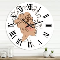 Designart 'One Line Portrait Of African American Woman I' Modern Wall Clock