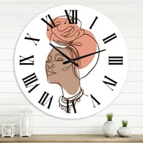 Designart 'One Line Portrait Of African American Woman Iv' Modern Wall Clock