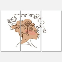 Designart ' One Line Portrait of Afro American Woman I ' Modern Canvas Wall Art Print