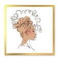 thumbnail image 1 of Designart 'One Line Portrait of Afro American Woman I' Modern Framed Art Print, 1 of 4