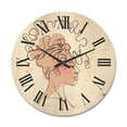 thumbnail image 1 of Designart 'One Line Portrait of Afro American Woman I' Modern Wood Wall Clock, 1 of 5