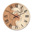 thumbnail image 1 of Designart 'One Line Portrait of Afro American Woman II' Modern Wood Wall Clock, 1 of 5