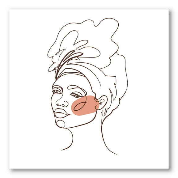 Designart ' One Line Portrait of Afro American Woman III ' Modern Canvas Wall Art Print
