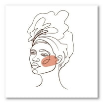 Designart ' One Line Portrait of Afro American Woman III ' Modern Canvas Wall Art Print