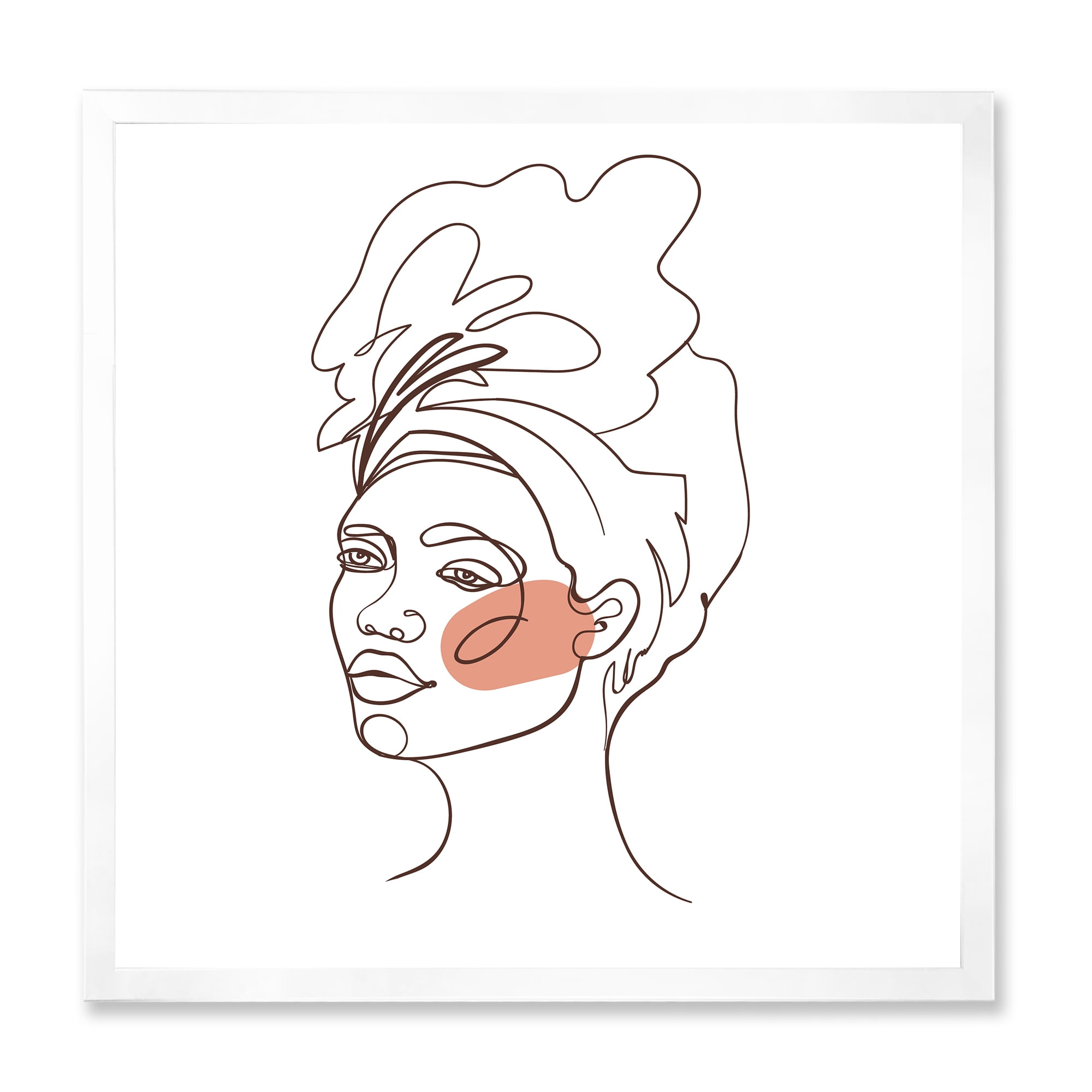 Designart 'One Line Portrait of Afro American Woman III' Modern Framed Art Print