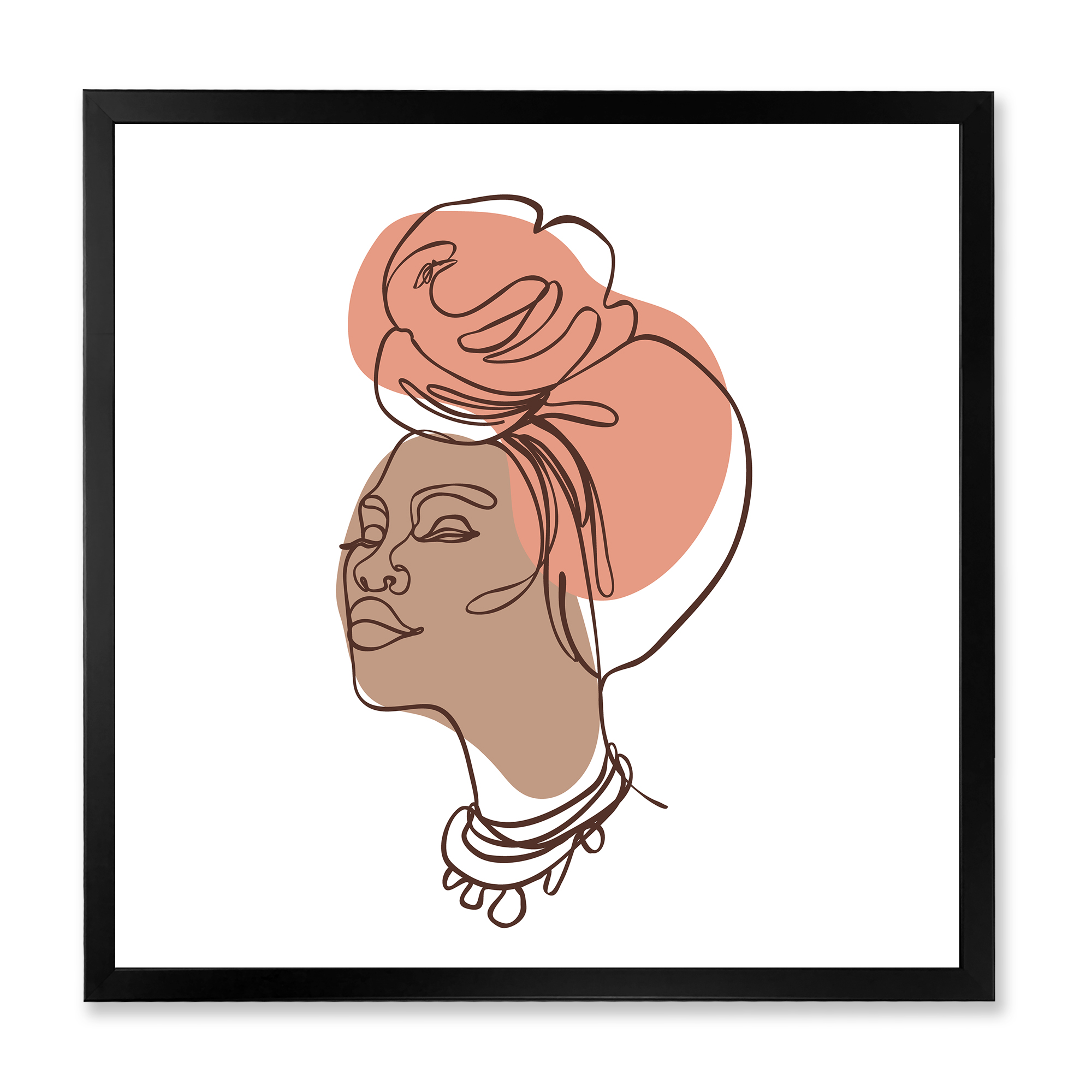 Designart 'One Line Portrait of Afro American Woman IV' Modern Framed Art Print