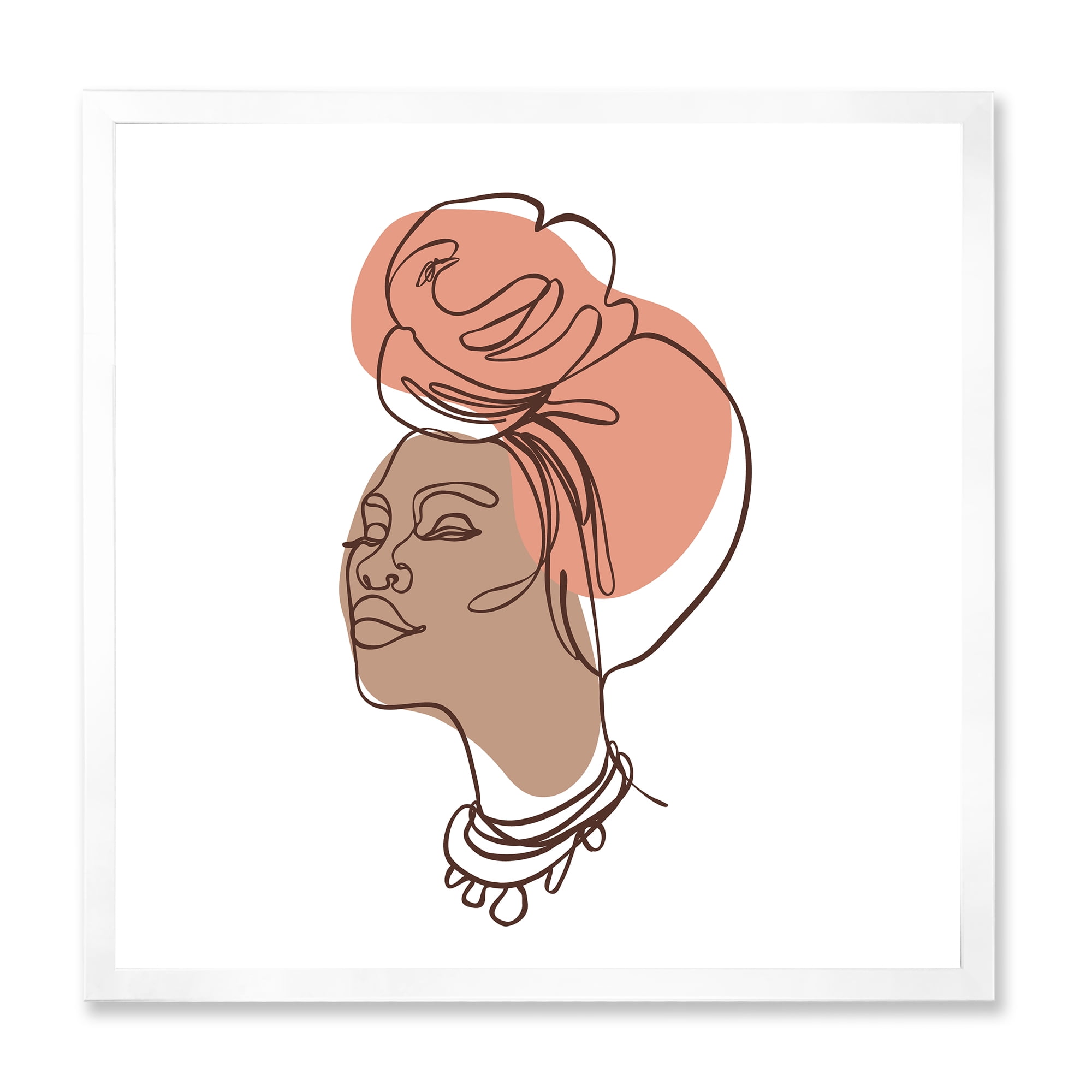 Designart 'One Line Portrait of Afro American Woman IV' Modern Framed Art Print
