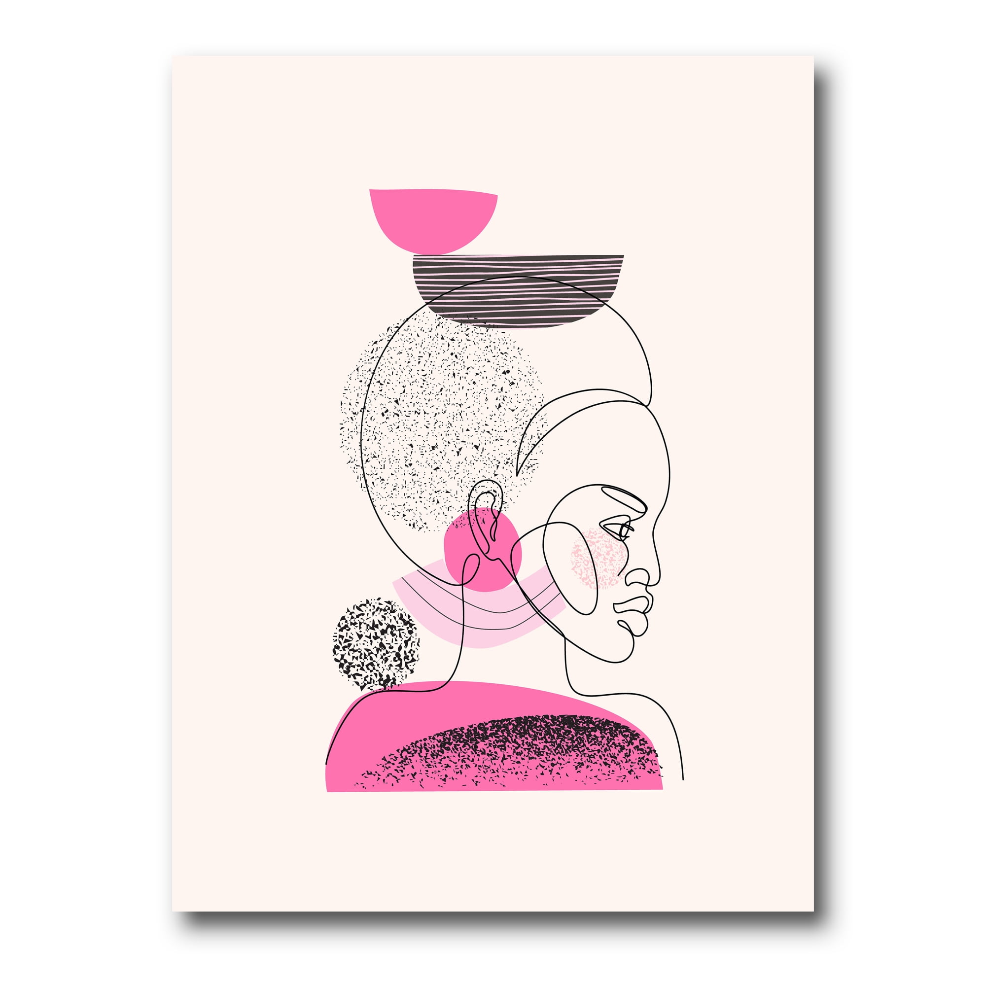 Designart ' One Line Portrait of Afro American Women V ' Modern Canvas Wall Art Print