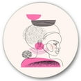 thumbnail image 1 of Designart 'One Line Portrait of Afro American Women V' Modern Circle Metal Wall Art 29x29 - Disc of 29, 1 of 5