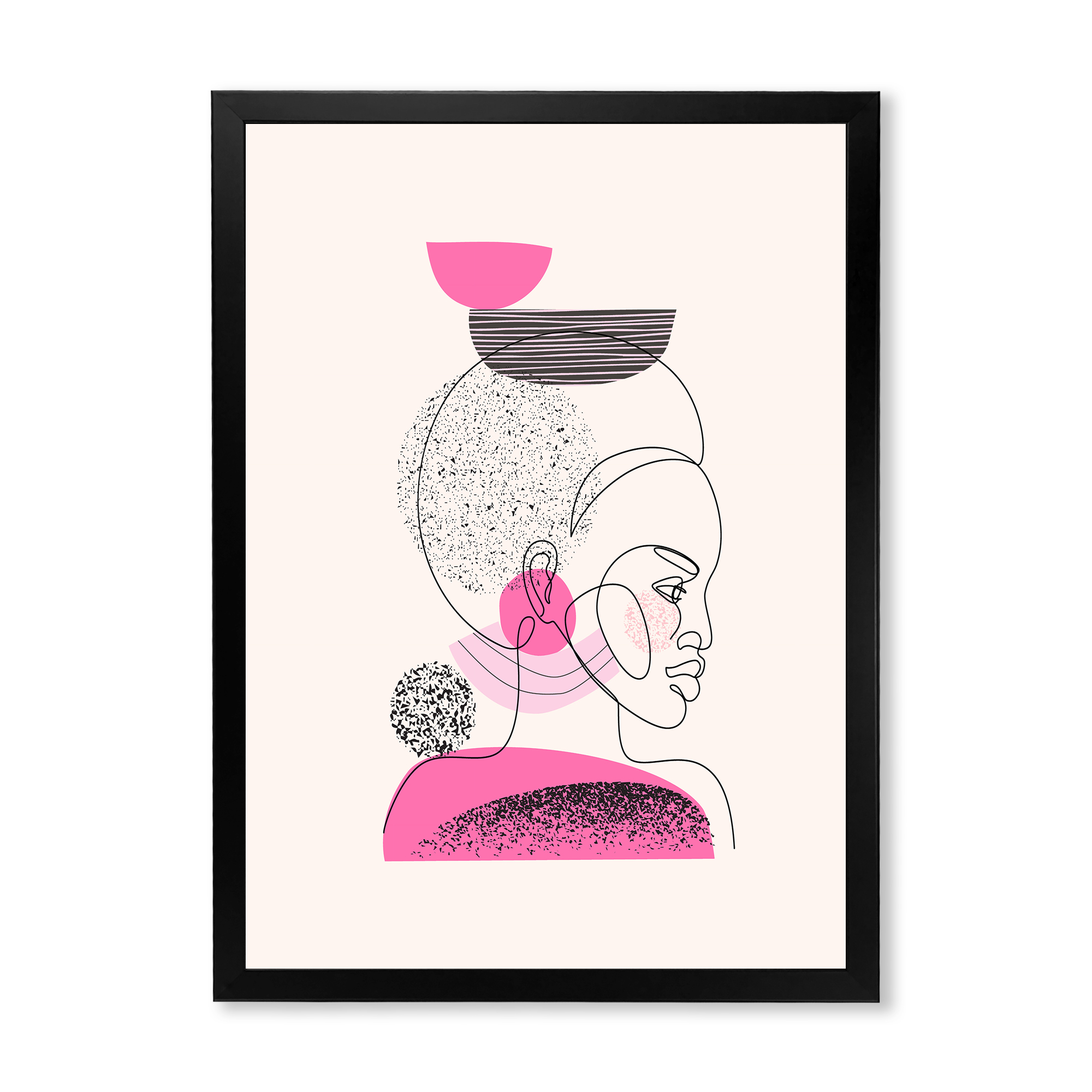 Designart 'One Line Portrait of Afro American Women V' Modern Framed Art Print