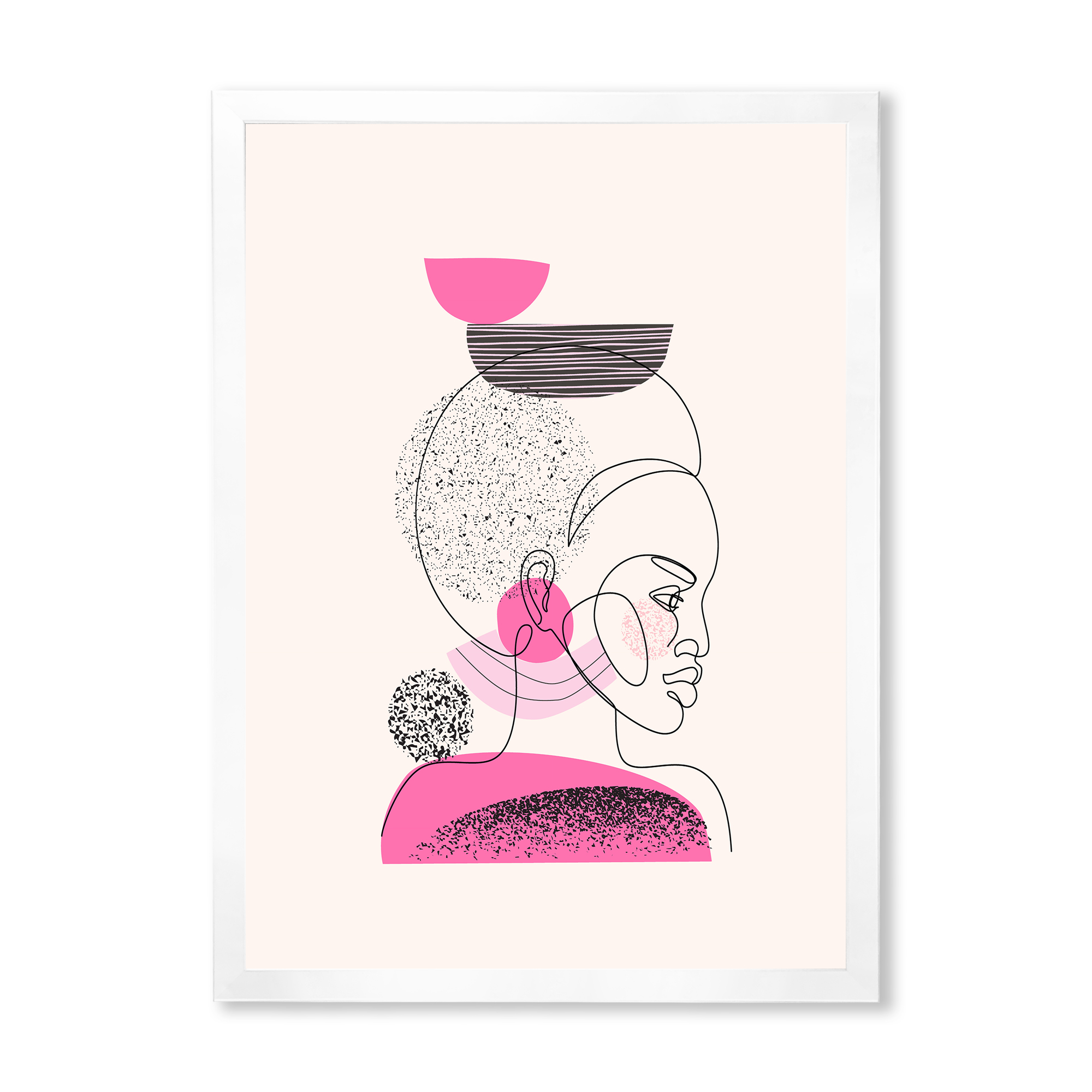 Designart 'One Line Portrait of Afro American Women V' Modern Framed Art Print