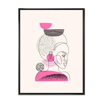Designart 'One Line Portrait of Afro American Women V' Modern Framed Canvas Wall Art Print