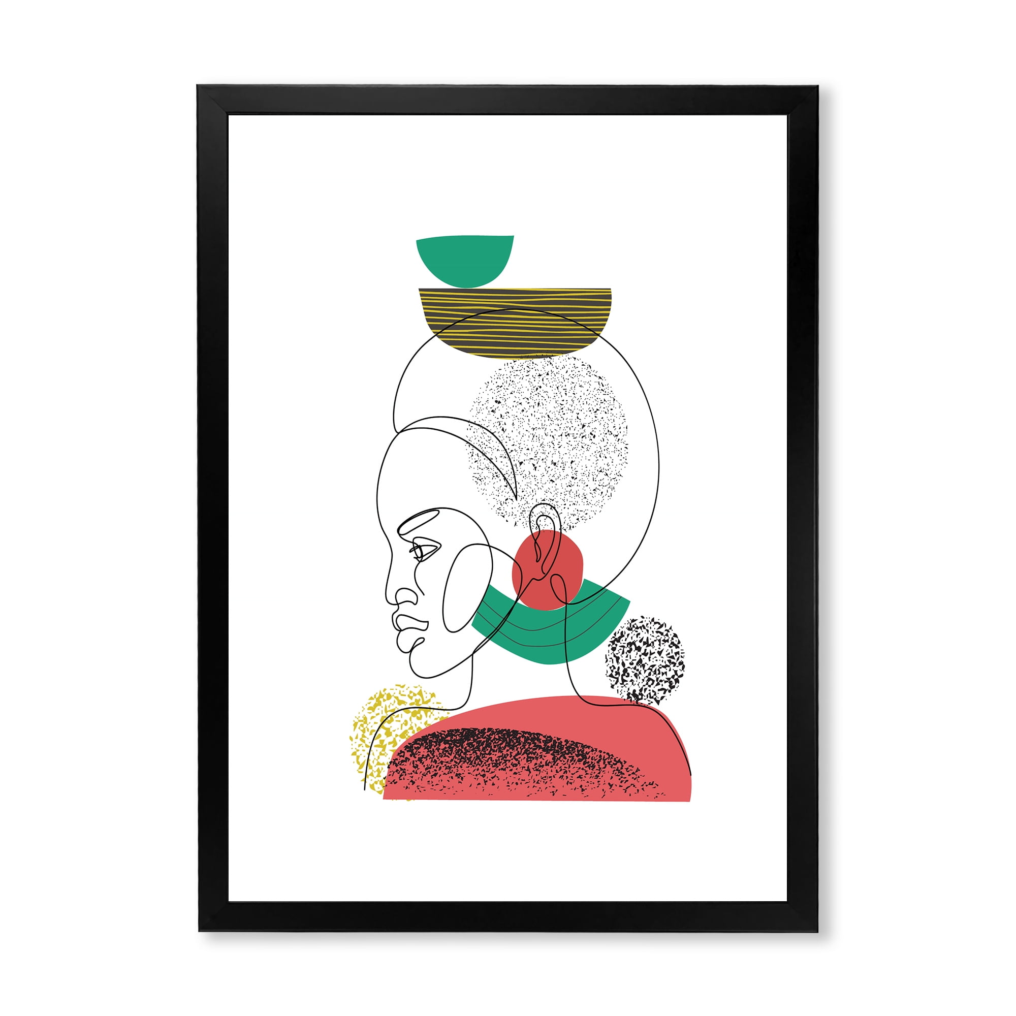 Designart 'One Line Portrait of Afro American Women VI' Modern Framed Art Print