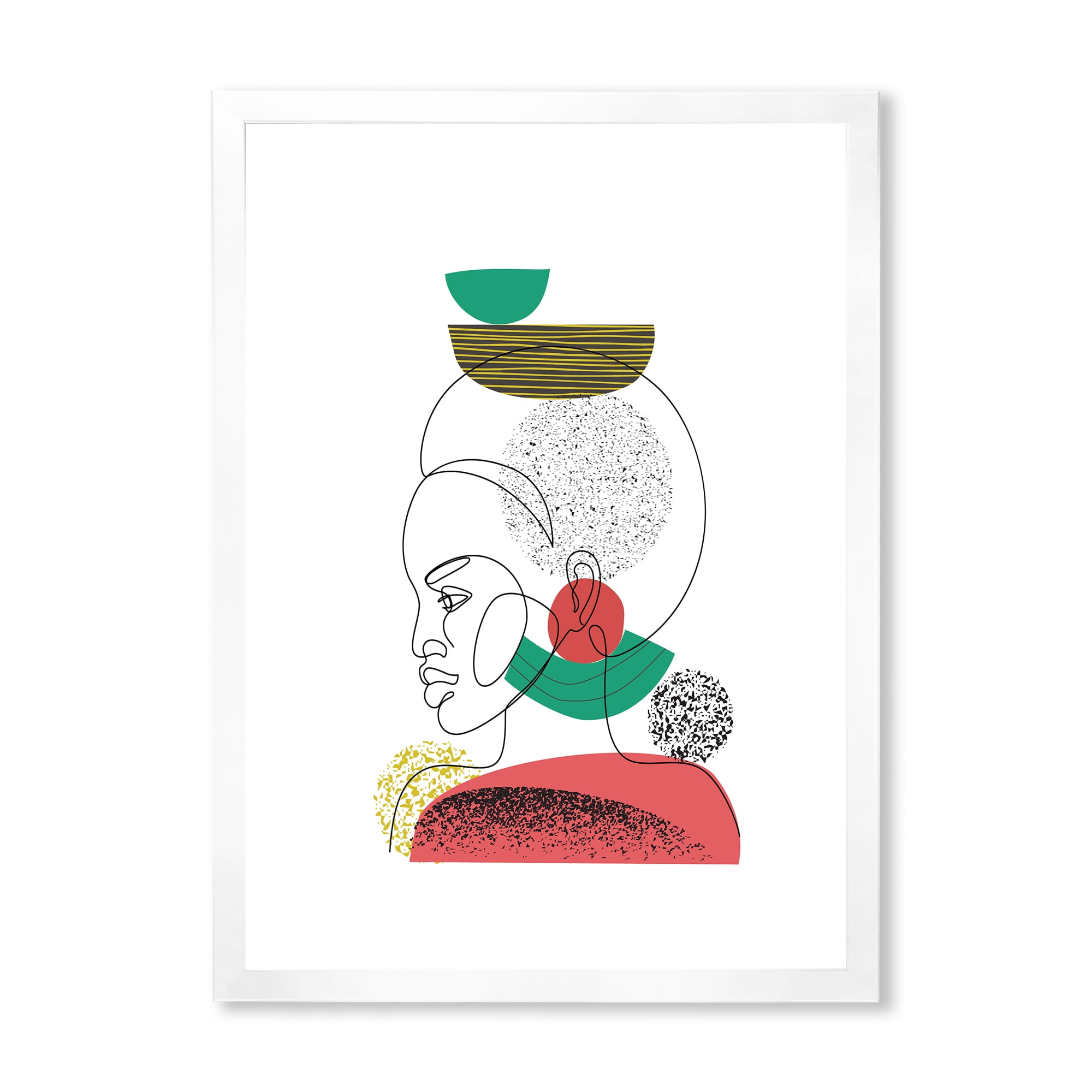 Designart 'One Line Portrait of Afro American Women VI' Modern Framed Art Print