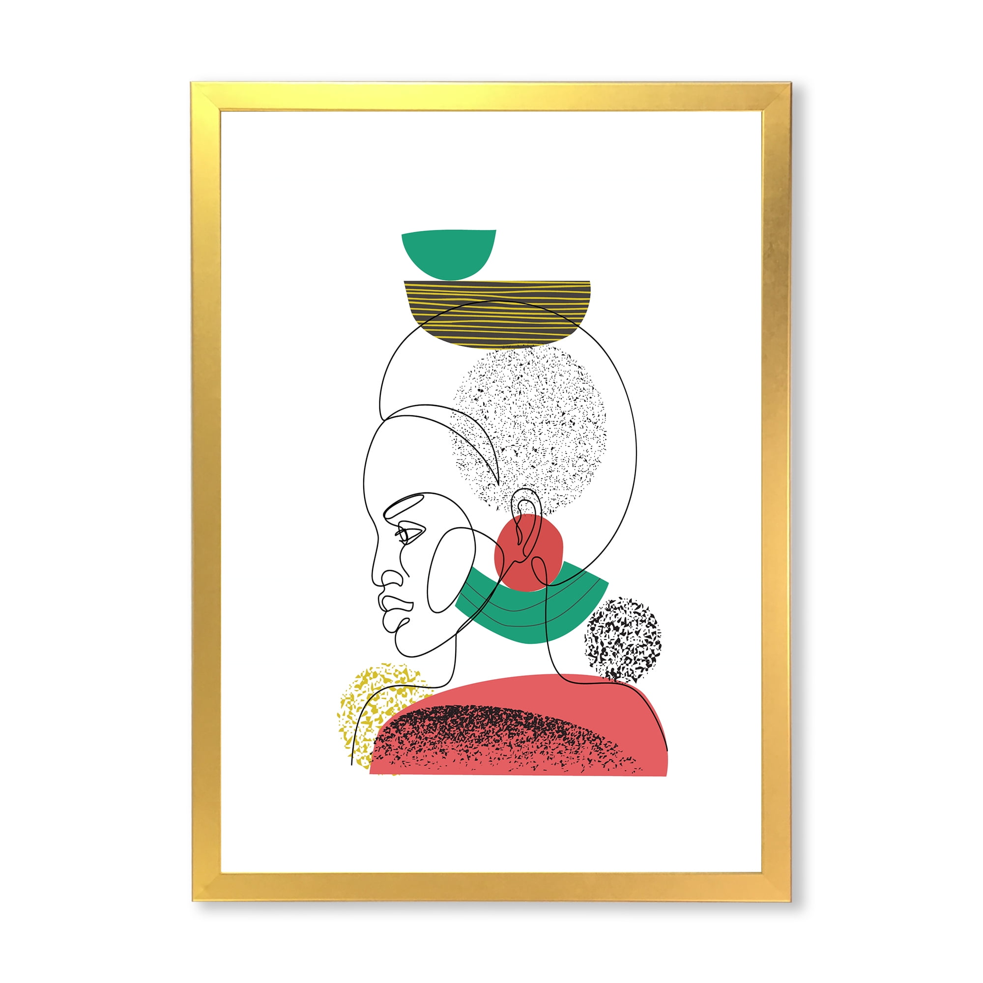 Designart 'One Line Portrait of Afro American Women VI' Modern Framed Art Print