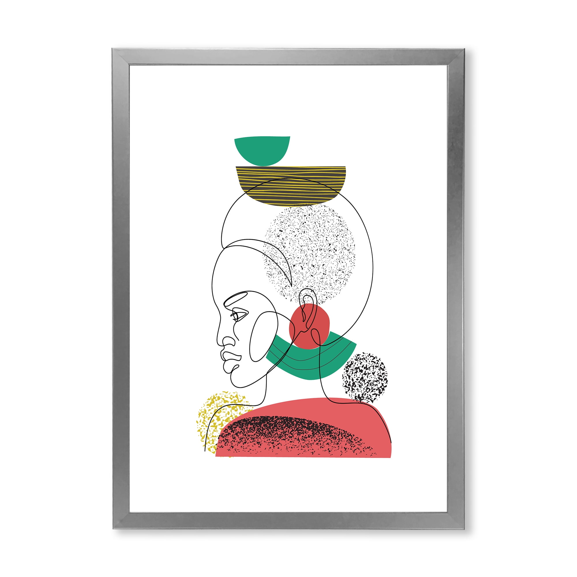 Designart 'One Line Portrait of Afro American Women VI' Modern Framed Art Print